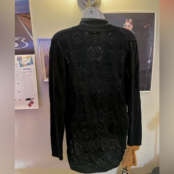 Vintage Belldini black open front cardigan with gorgeous crochet details ৎ୭ - Picture 3 of 4